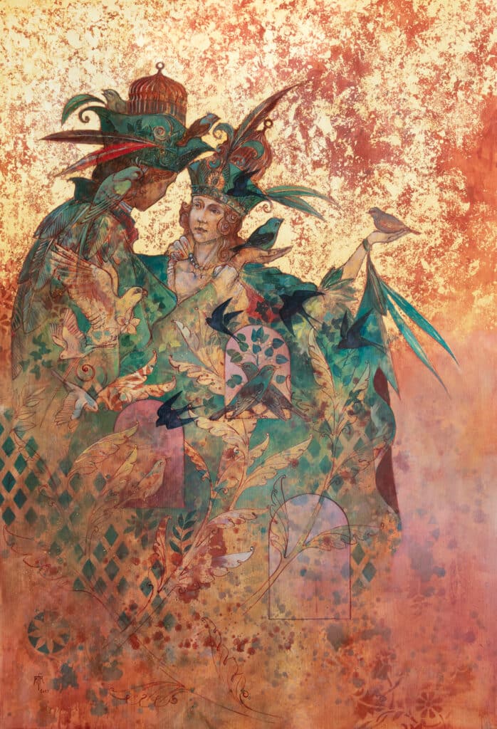 Papageno-Papagena - Huile sur bois - Saison Mozart -College des Bernardins